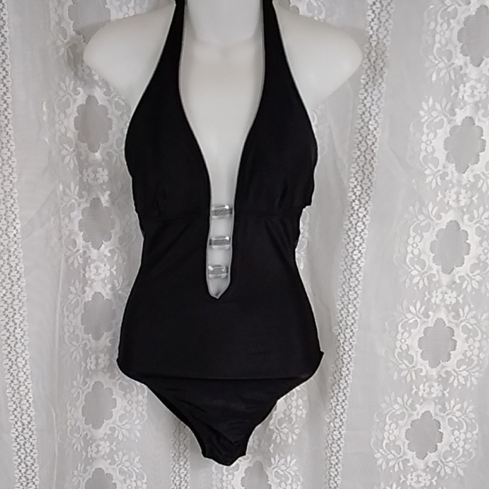 ALLEN B SWIM SIZE 8 BLACK WOMEN